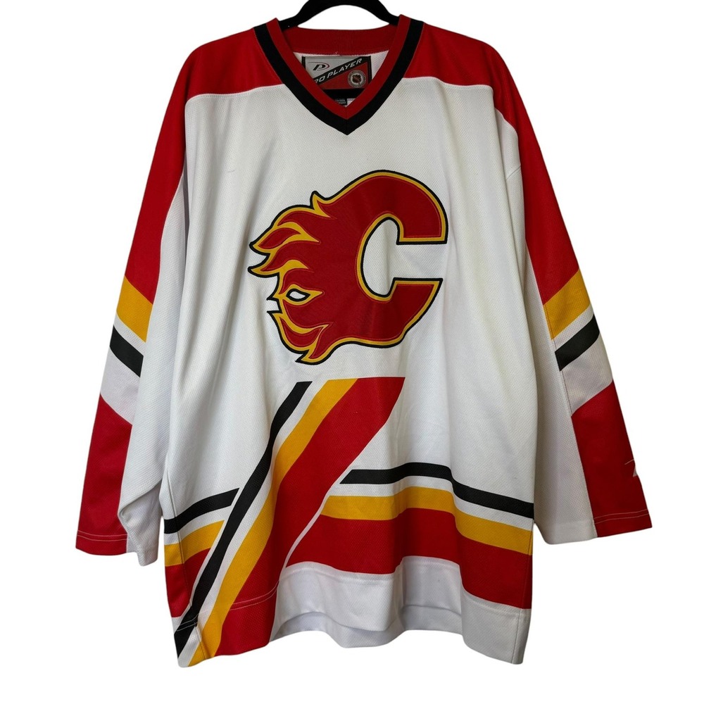 NHL Calgary Flames Pedestal Hockey Jersey Black Adult L CCM Vintage 90s